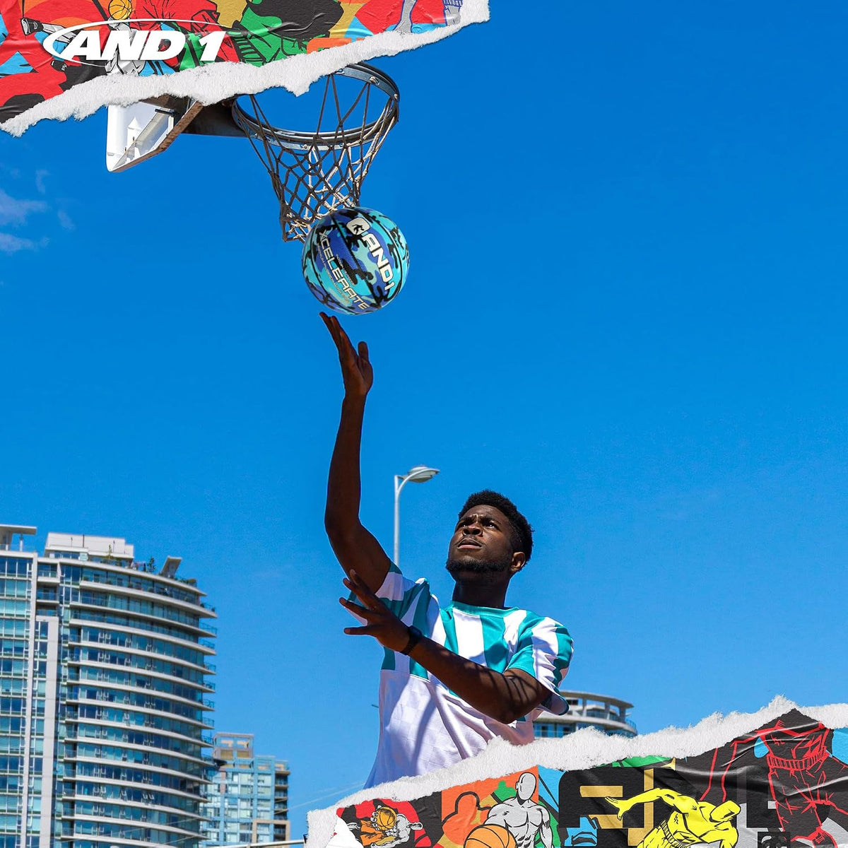 AND1 Xcelerate - Balón de baloncesto de goma, tamaño reglamentario oficial
