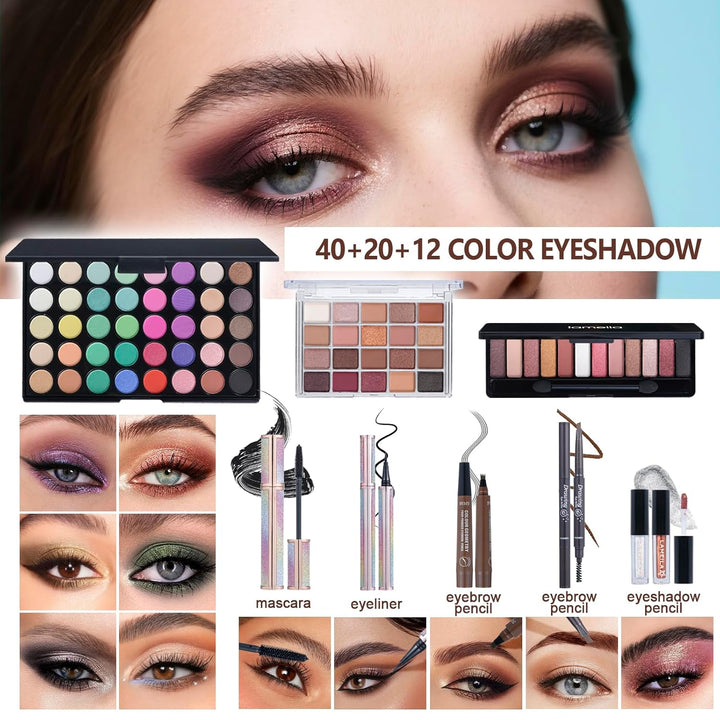 El kit completo de maquillaje para mujer incluye: sombra de ojos, b...