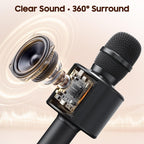 BONAOK - Micrófono inalámbrico Bluetooth de karaoke, 3 en 1; máquina altavoz con micrófono de karaoke portátil de mano para fiesta de cumpleaños o en casa, compatible con todos los teléfonos
