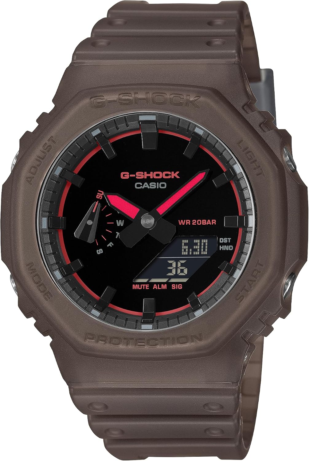 Casio G-Shock - Reloj analógico digital de resina marrón con luz ahumada GA2100K-5A