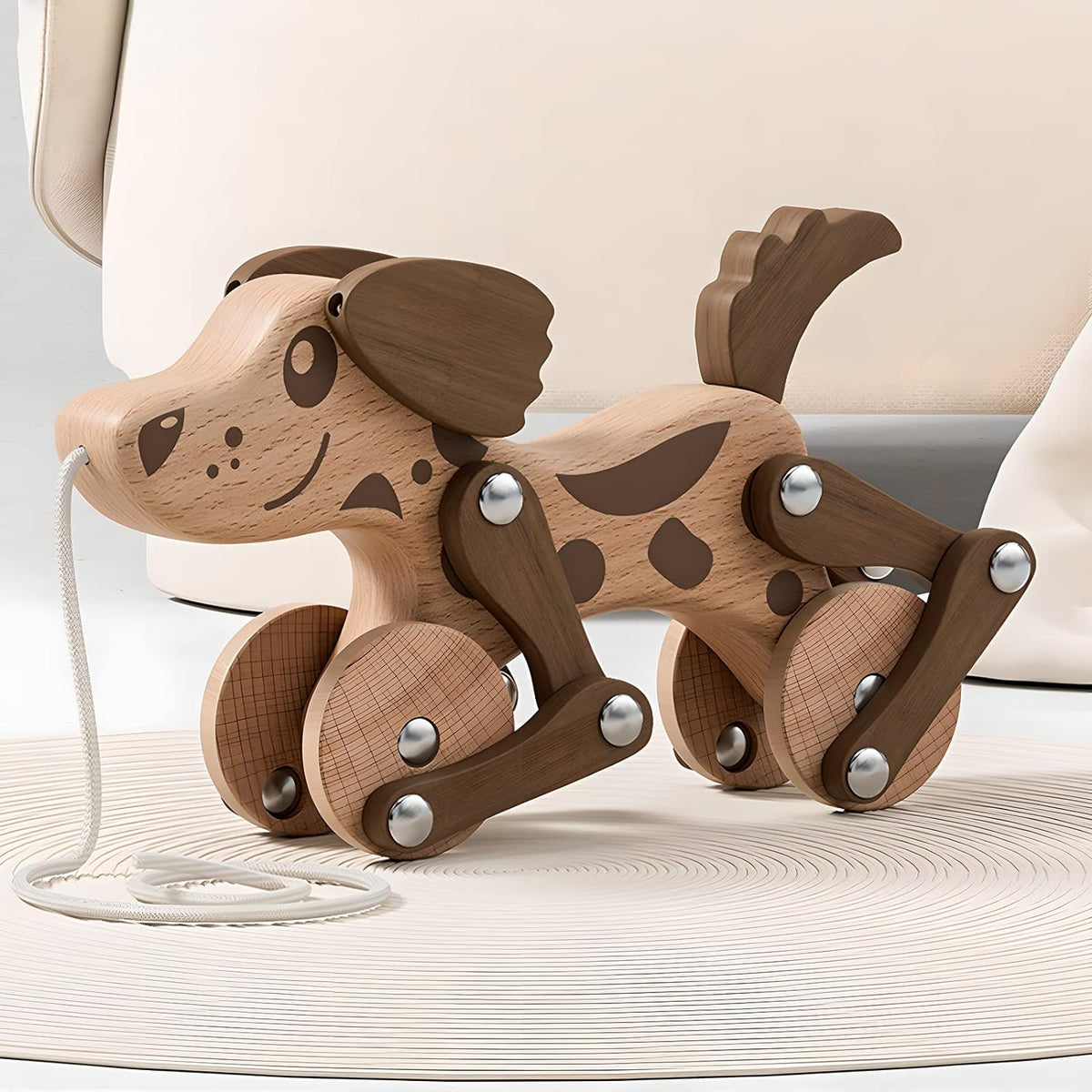 Juguetes Montessori 1 2 3 4 Años Niños Niñas Juguete de Perro de Madera para Caminar y Tirar para Bebés y Pequeñas, Juguetes de Caminar y Tirar, Juguete de Perro para Caminar y Tirar, Juguete