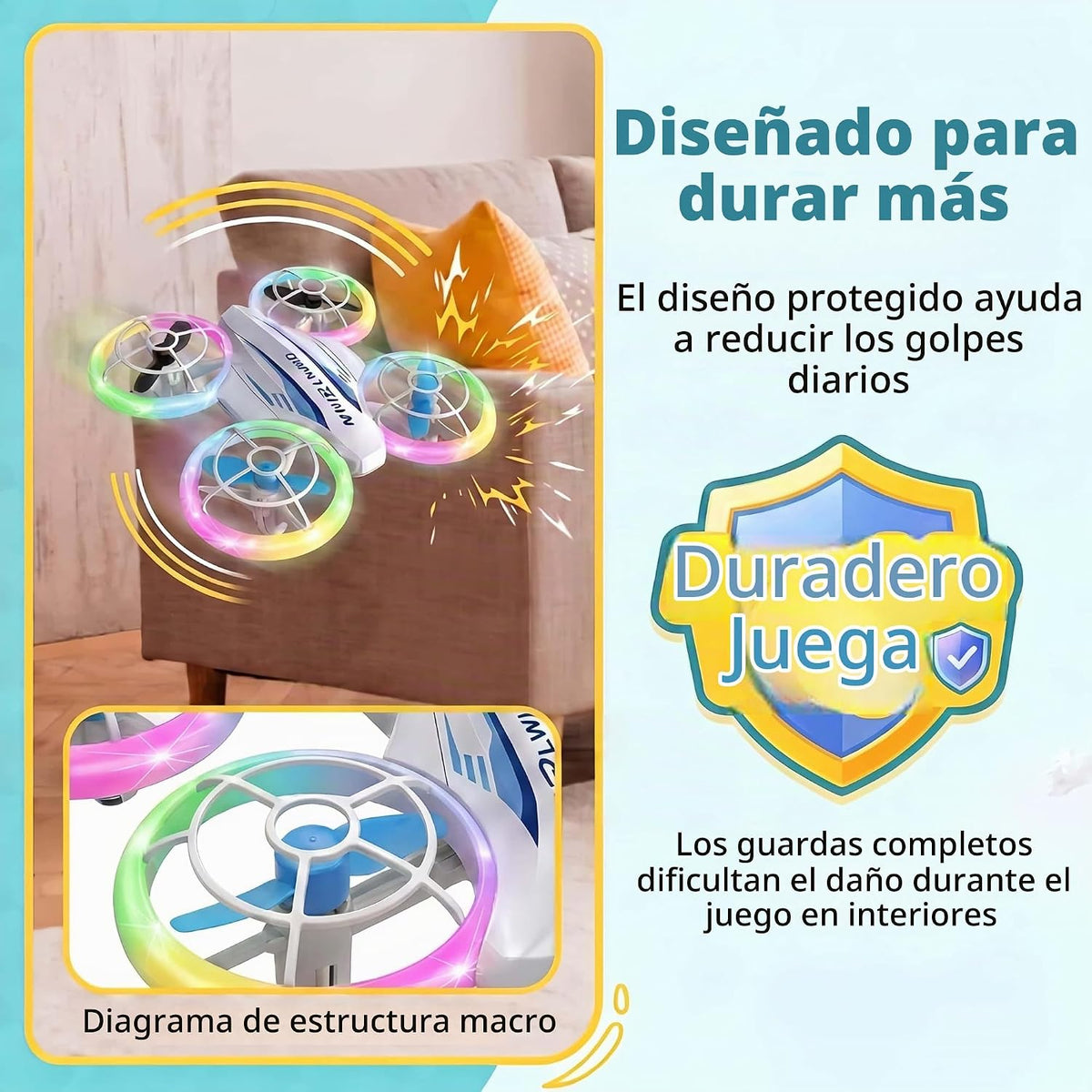 Dron LED RC para niños de 6 a 12 años, juguete de dron con luz LED con 3 baterías