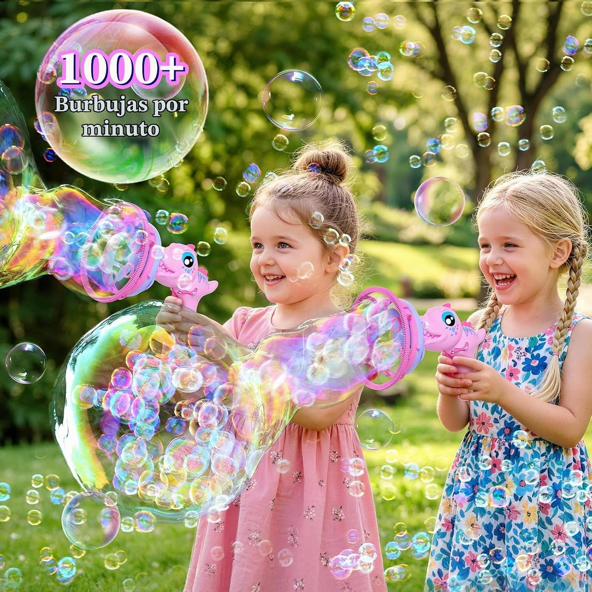 Pistola de burbujas de dinosaurio para niñas, juguete de máquina de