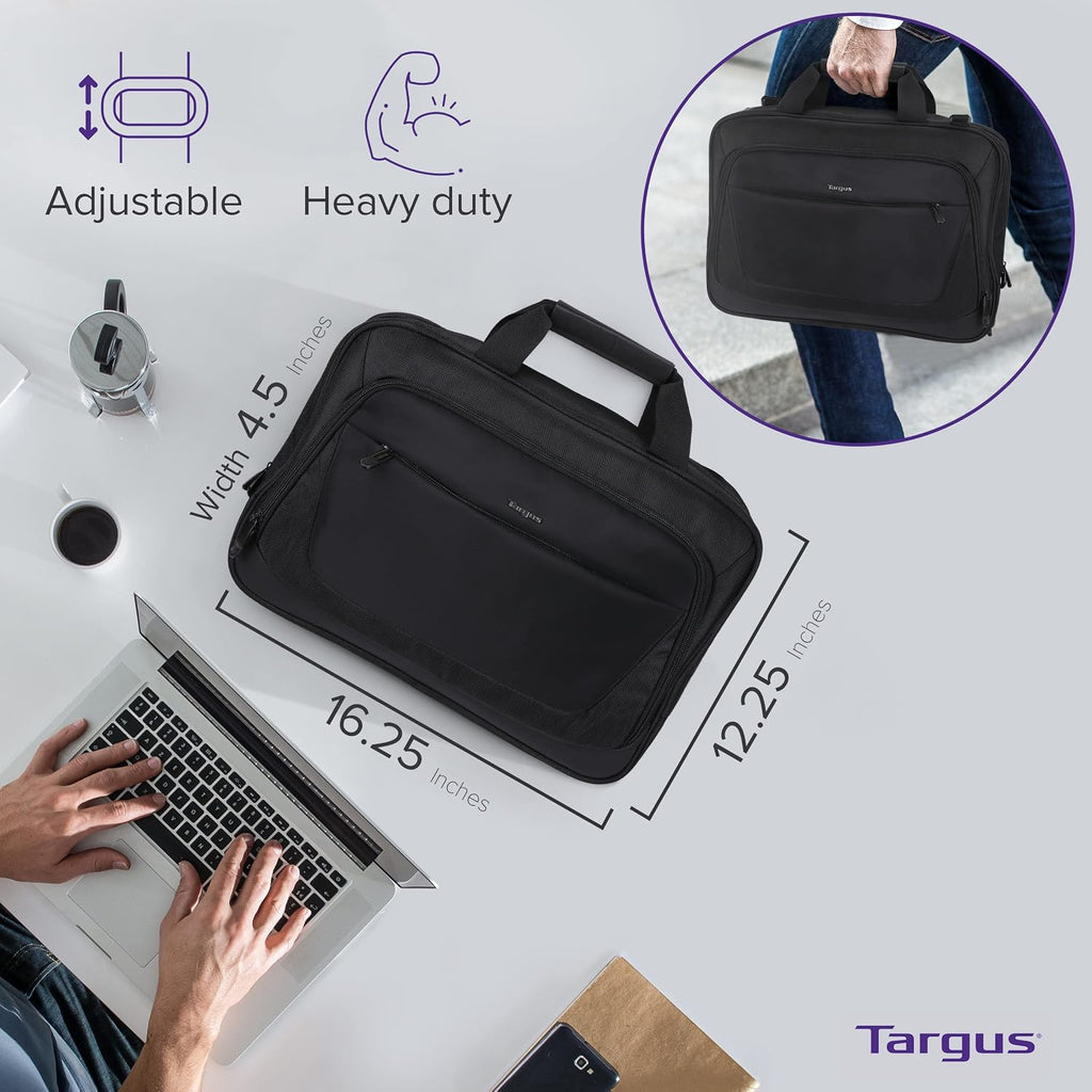 Targus CityLite Maletín para portátil con bandolera y mensajero para laptop de 15.6 pulgadas, Negro (TBT053US)
