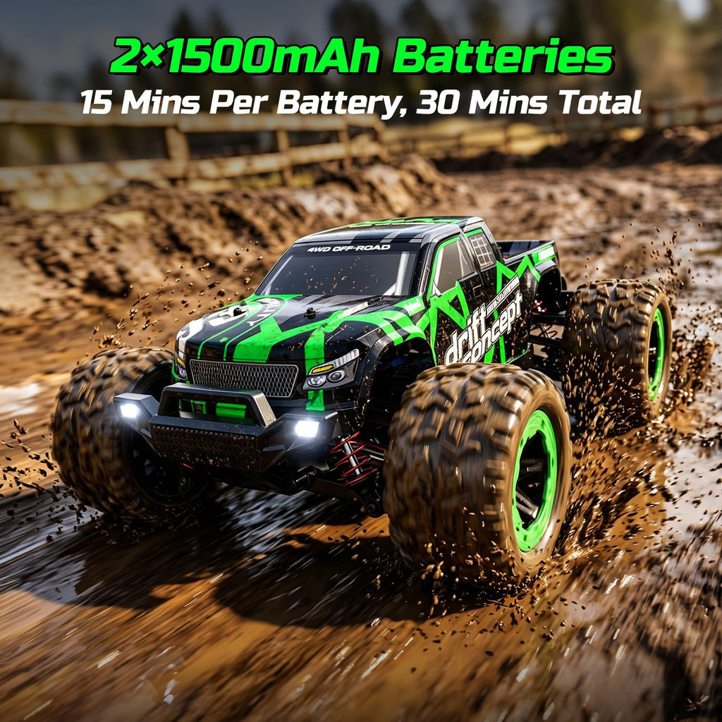 HOLYFUN Coche RC de 18 MPH, camión de control remoto todoterreno de alta velocidad 4WD escala 1:18