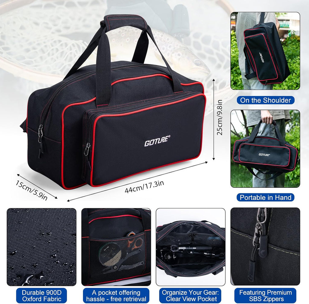 Goture Paquete de 2 cañas de pescar y carrete combinado con bolsa de