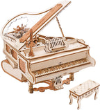 ROKR Rompecabezas de madera 3D para adultos, 223 piezas, kit de modelo de piano a escala 1:20, rompecabezas de construcción, caja de música de madera, regalo único para hombres, mujeres, pasatiempos