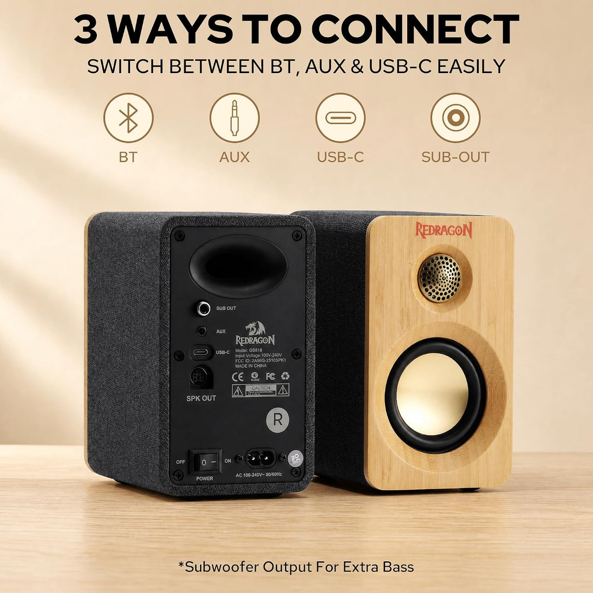 Redragon Altavoz multimedia GS818, altavoces de computadora de escritorio
