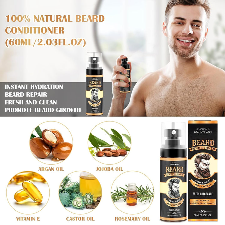 Kit de crecimiento de barba, juego de aseo con aceite de crecimient...