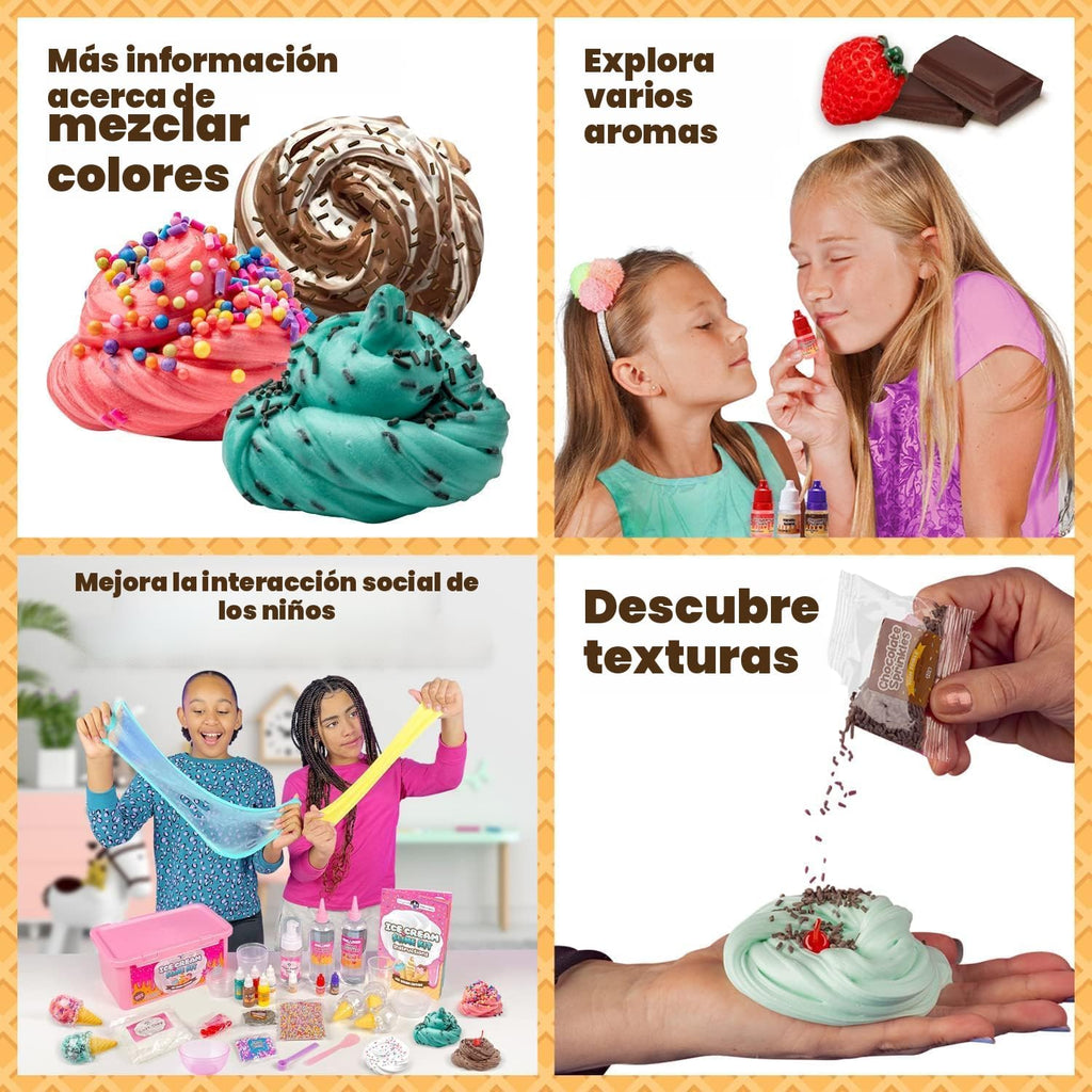 Original Stationery Kit de limo de helado para niñas, juego de fabricación de slime perfumado de cereza con 31 piezas, divertidas artes y manualidades para niños de 8 a 12 años, regalo de cumpleaños