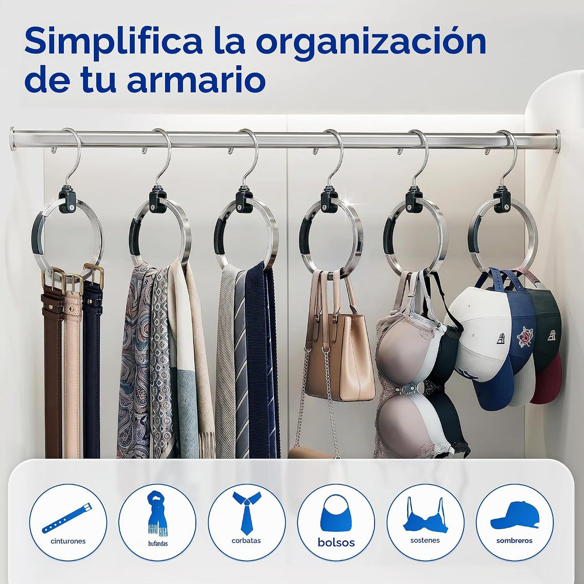 Perchas multiusos para armario, colgador de corbata y cinturón para armario, gran organizador de cinturón que ahorra espacio para armario, ideal para guardar cinturones, corbatas