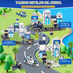60PCS Police Station Magnetic Tiles Construction Set con 6 Magnetic Dolls