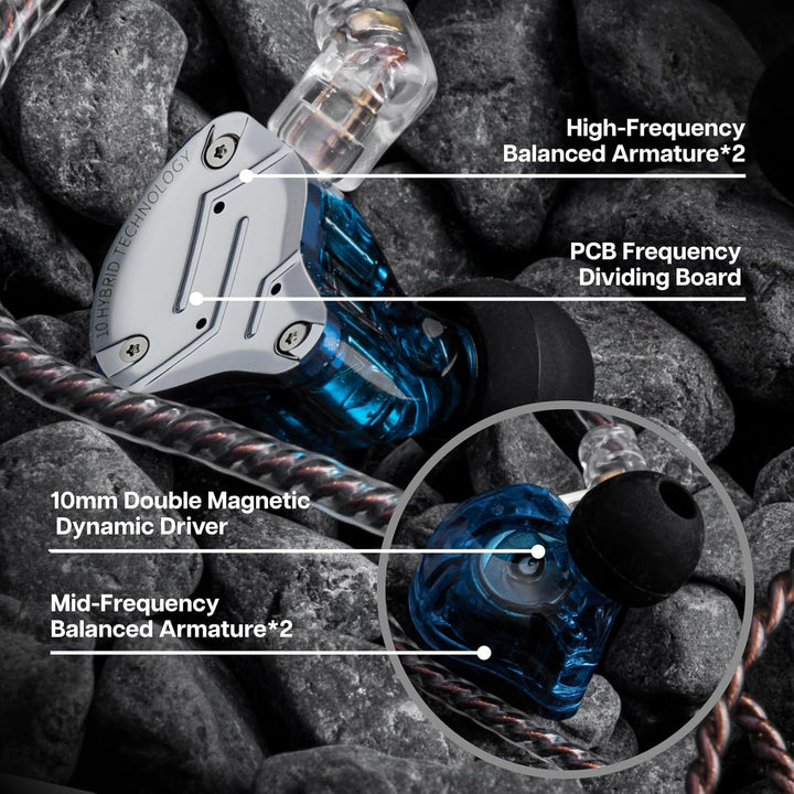 Linsoul KZ ZS10 Pro, auriculares intraaurales con 5 controladores 4...