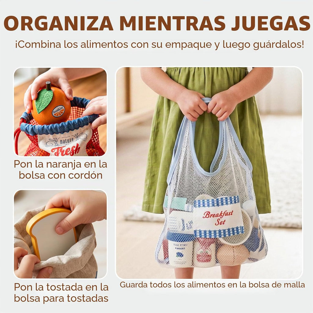 Lehoo Castle Juego de comida de madera para la cocina de los niños, juego