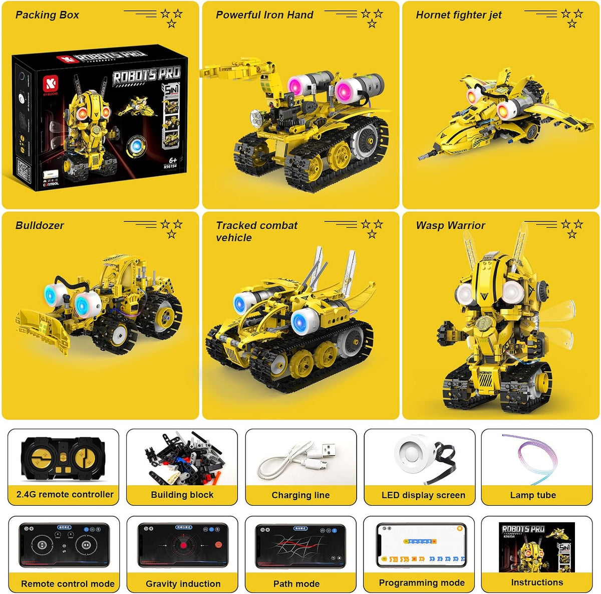 Kit de bloques de construcción de robot STEM RC 5 en 1, juguetes educativos de 6 a 12 años