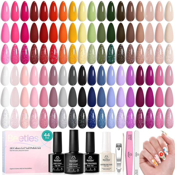 Beetles - Juego de 44 esmaltes de uñas de gel, 36 colores coloridos...