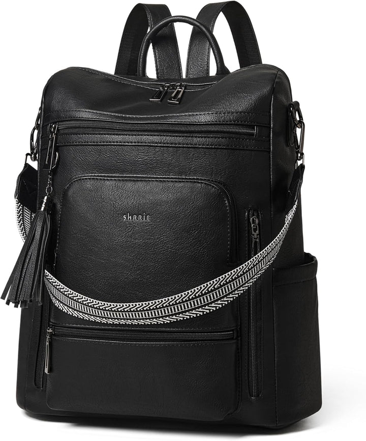 Shrrie: mochila de cuero vegano para laptop de 14 pulgadas para muj...