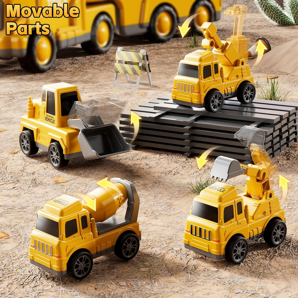 KIZONLY Camiones de construcción de juguetes para niños de 2, 3, 4,...