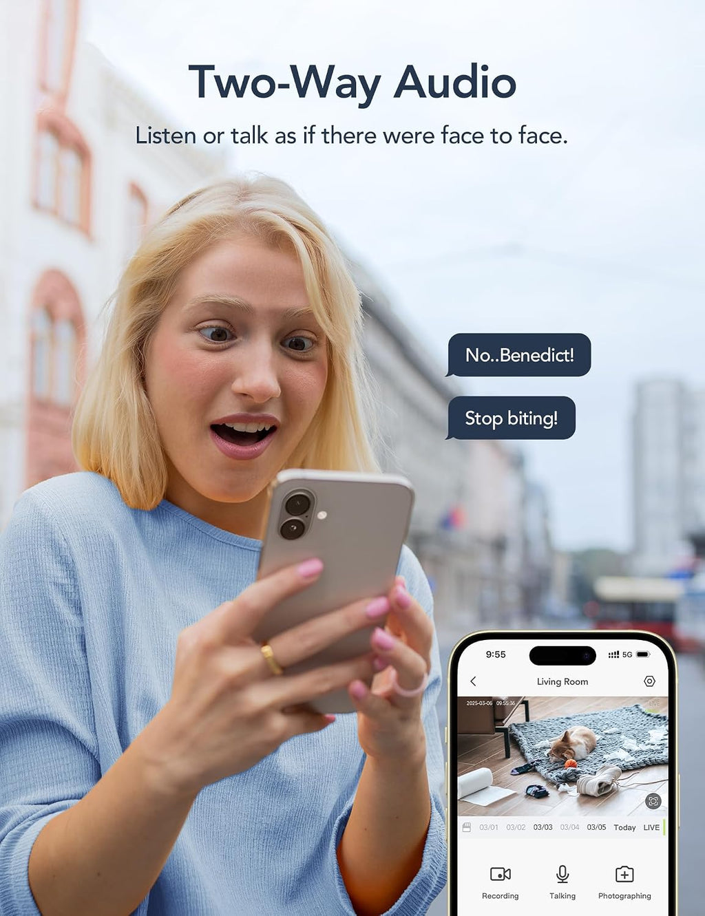 GNCC Cámaras 5G para seguridad en el hogar interior, mascota/perro/bebé con
