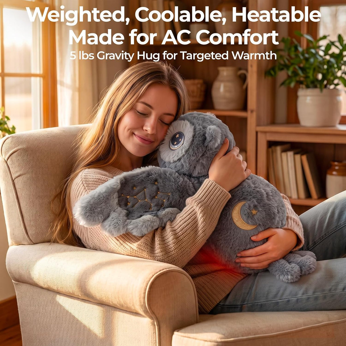 Mewaii Weighted Stuffed Animals Owl Plush, Heatable Coolable, 2-5lbs, 23in