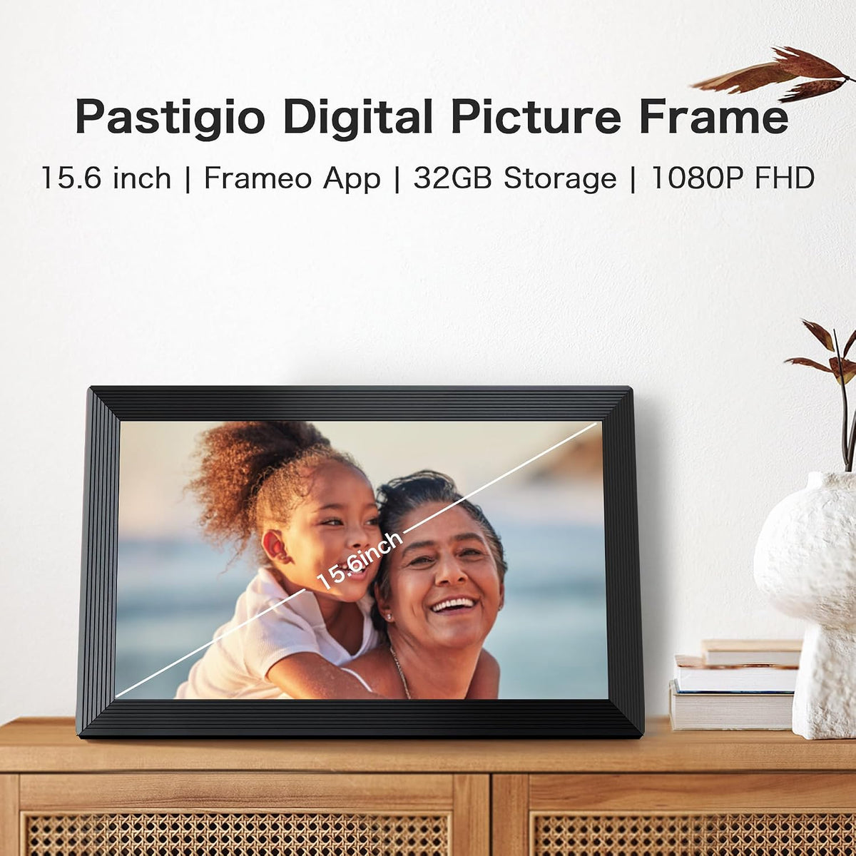 Frameo Digital Frame WiFi, marco digital de 15.6 pulgadas pantalla grande