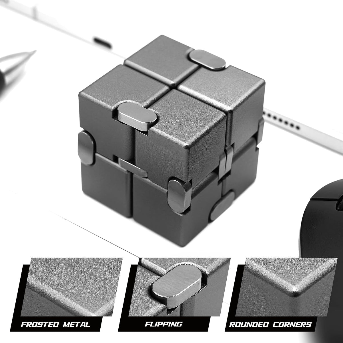 Cubo infinito de metal Fidget juguete para aliviar el estrés TDAH
