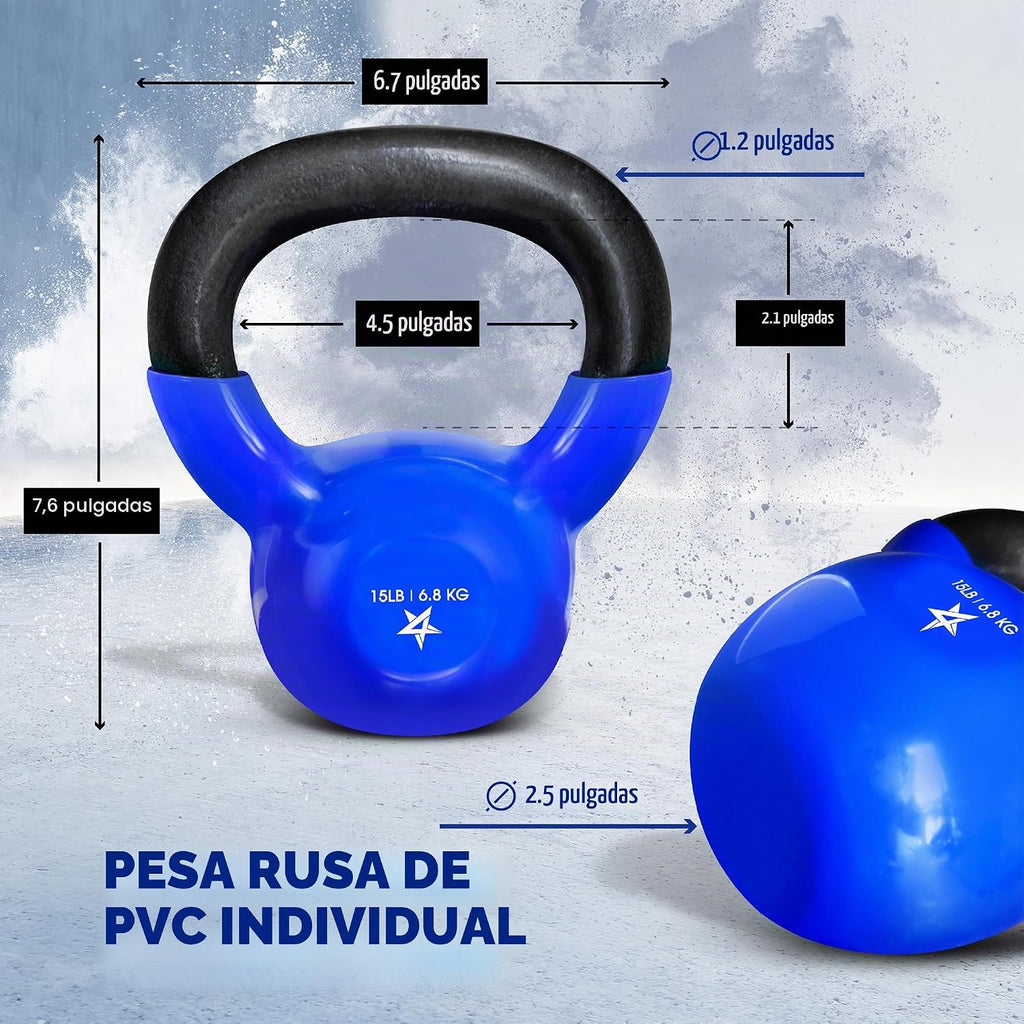 Yes4All Pesa rusa, pesas rusas de hierro fundido con revestimiento de vinilo de 5-100 LB para entrenamiento de fuerza para ejercicios de gimnasio en casa, fitness, equipo de entrenamiento de cuerpo