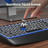 TECKNET Teclado retroiluminado de impresión grande, teclado de comp...