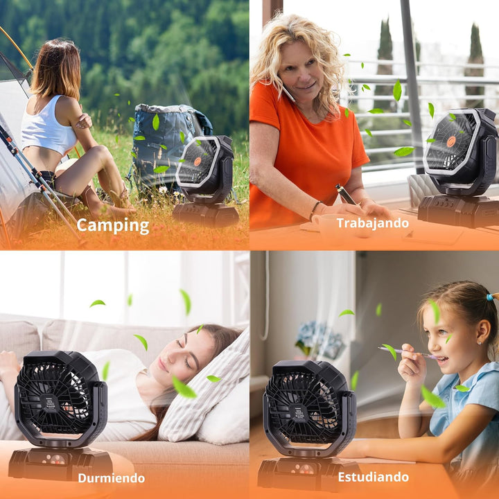 AVV Ventilador de camping recargable portátil de alta velocidad de...