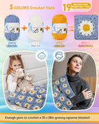 Coopay - Kit de ganchillo para principiantes, kit de manta cuadrada de