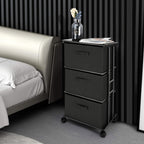 Cómoda de almacenamiento con 3 cajones, cómoda de tela, torre de almacenamiento vertical para dormitorio, armario, oficina, negro