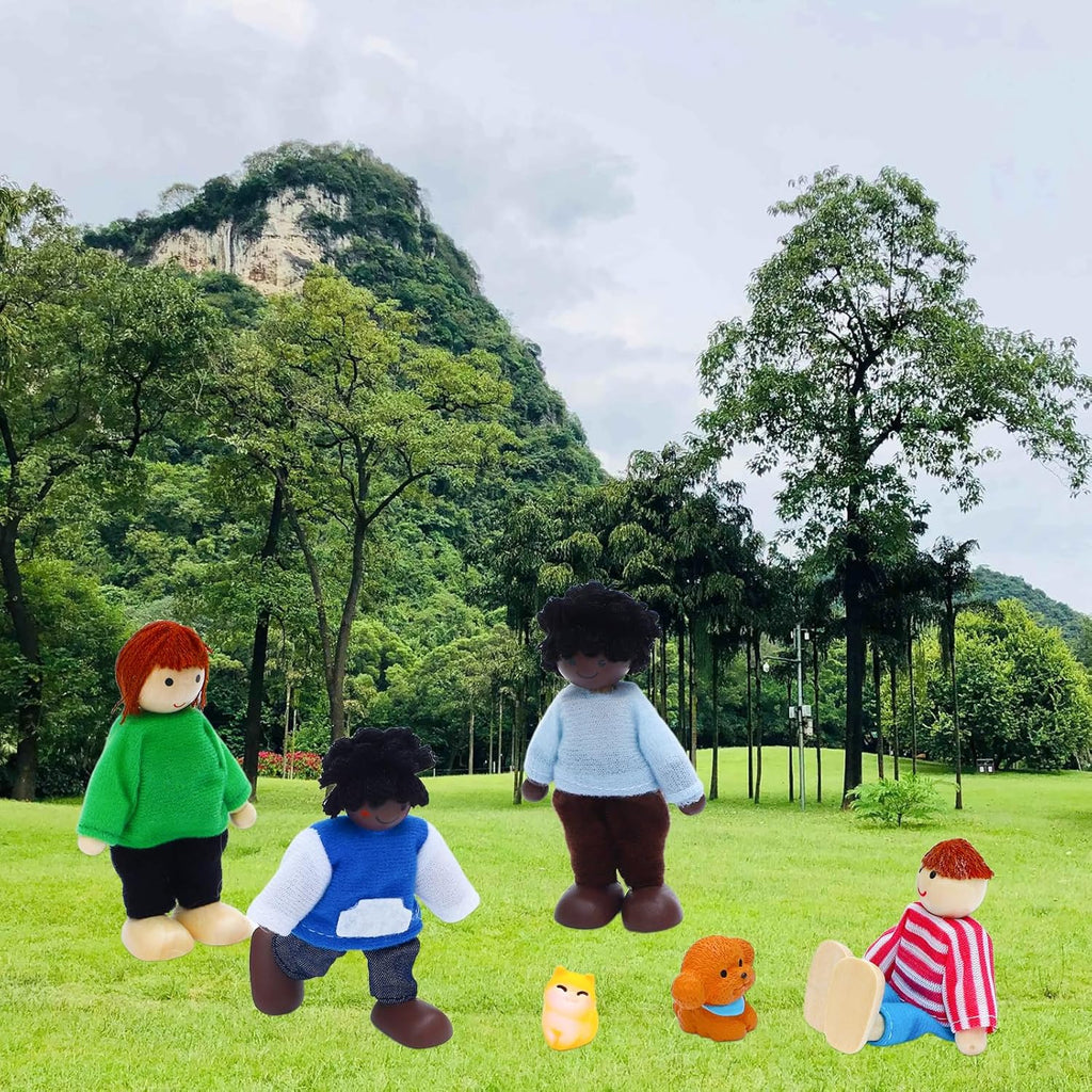 ONEST Juego de 10 piezas de casa de muñecas de madera, mini figuras