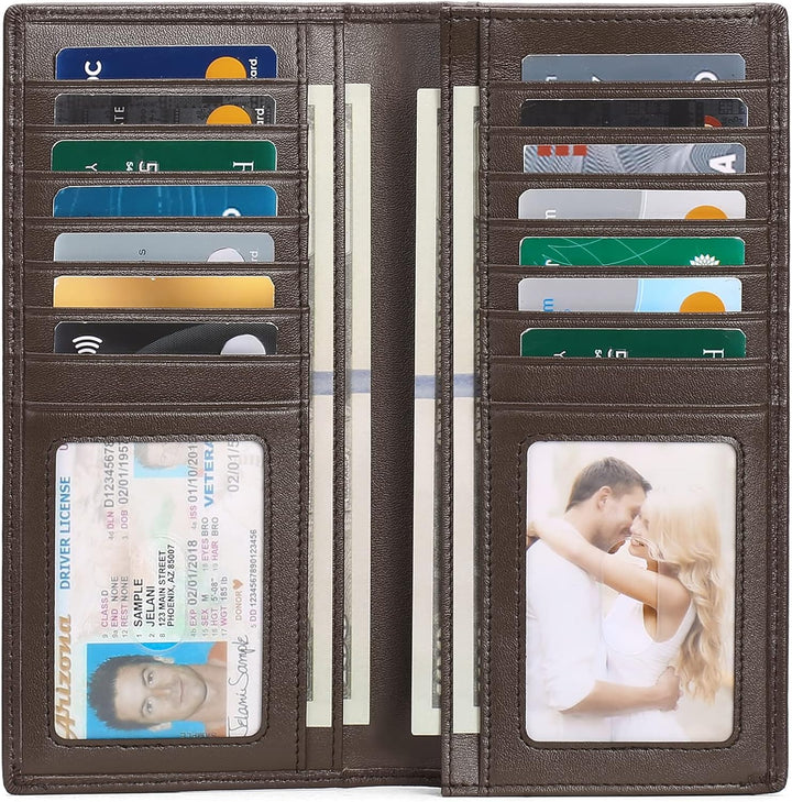 FALAN MULE Cartera para hombres de cuero genuino con bloqueo RFID,...