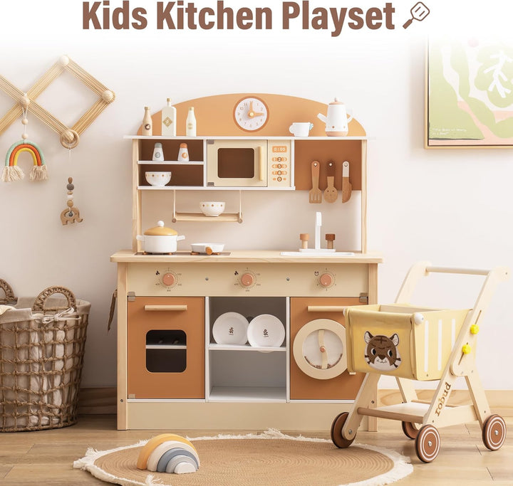 ROBUD Cocina de Juguete de Madera para Niños Pequeños, Set de Cocin...