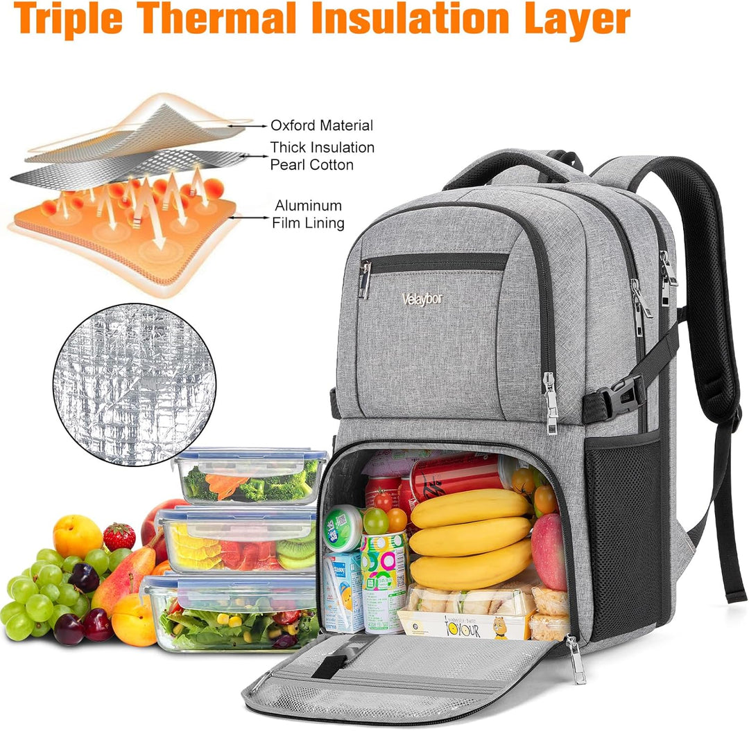 Velaybor Mochila de almuerzo aislada para laptop de 17 pulgadas, mo...