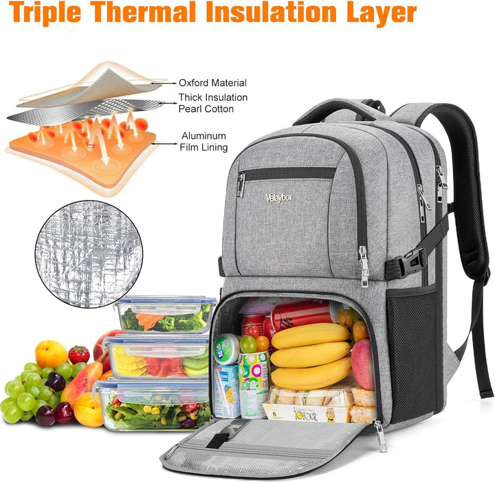Velaybor Mochila de almuerzo aislada para laptop de 17 pulgadas, mo...