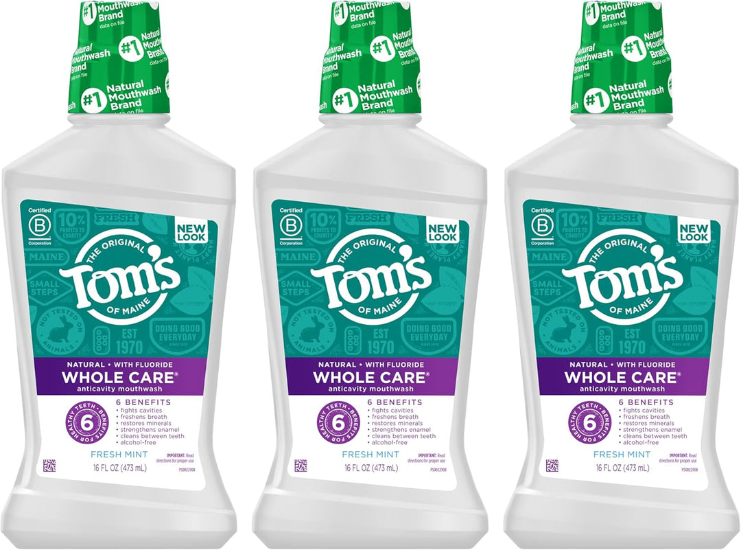 Tom's Of Maine Whole Care - Enjuague bucal natural con flúor, m...