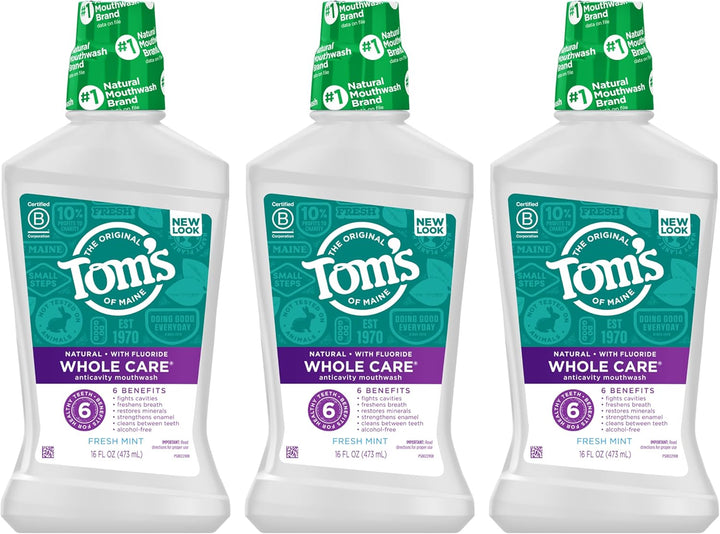 Tom's Of Maine Whole Care - Enjuague bucal natural con flúor, m...