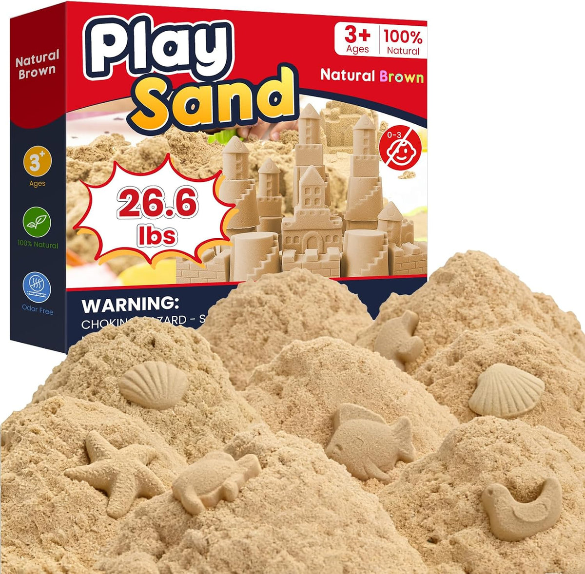 FURWEY Play Sand, arena sensorial marrón natural de 26.6 libras, moldeo