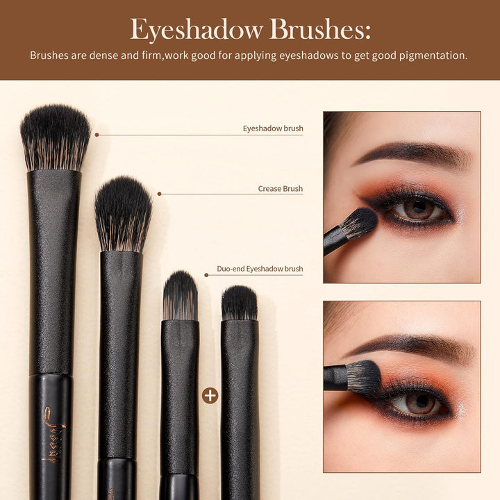 Jessup Juego de Brochas para Sombra de Ojos, 10 Piezas Brochas de M...