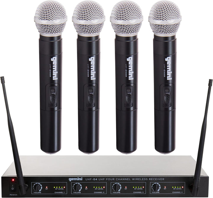 Gemini Sistema de micrófono de mano inalámbrico UHF de 4 micrófonos...