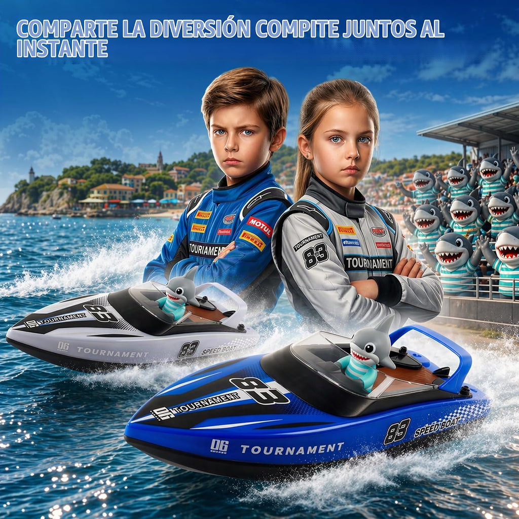 BEZGAR 2 paquetes de 10 pulgadas 15 KPH Fast RC Shark Barcos para niños
