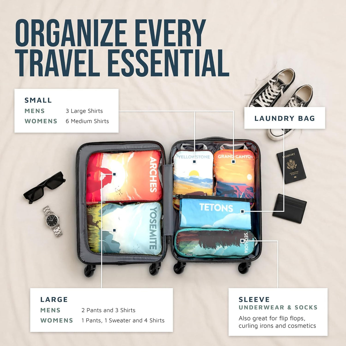 TRIPPED Travel Gear Paquete de 6 cubos de compresión para equipaje de mano