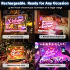 Geokay 16" Rechargeable LED Drawing Board, 9-Color Light Modes, Neon Art Dry Erase Light Up Doodle Glow Pad con Built-en Stand, Sketching Gift Toy para Kids/Girls/Teens, 7 Markers & Tracing Book