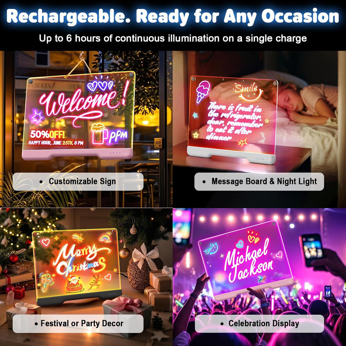 Geokay 16" Rechargeable LED Drawing Board, 9-Color Light Modes, Neon Art Dry Erase Light Up Doodle Glow Pad con Built-en Stand, Sketching Gift Toy para Kids/Girls/Teens, 7 Markers & Tracing Book