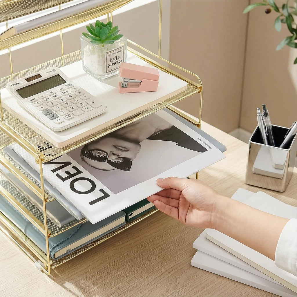 Organizador de escritorio, bandeja organizadora de papel de 6
