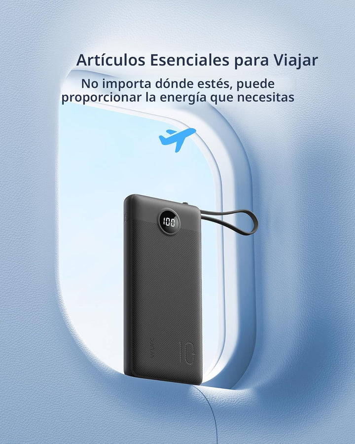 VRURC Cargador portátil con cables integrados, banco de energía del...