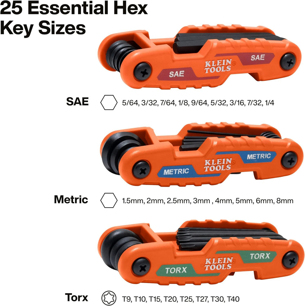 Klein Tools 70543 Juego de llaves hexagonales plegables compactas, métricas