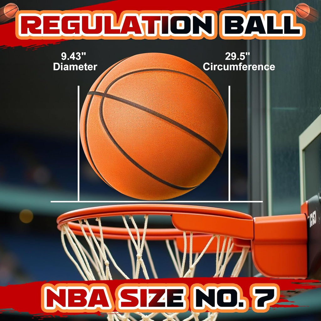 ALDWDY Balón de baloncesto silencioso tamaño 7 (29.5") – Balón de baloncesto para interiores con ranuras sin aire para regates silenciosos y entrenamiento en interiores, balón de espuma PU Pro