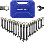 WORKPRO Juego de llaves de trinquete de 22 piezas con cabezal flexible de